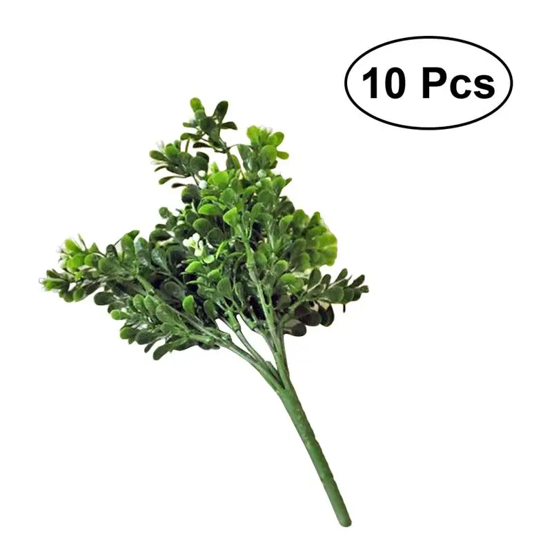 

10 Bunches of Artificial Holly Vivid Bushes Plastic Fake Green Plant Leaves Home Living Room Bedroom Garden Patio Decoration