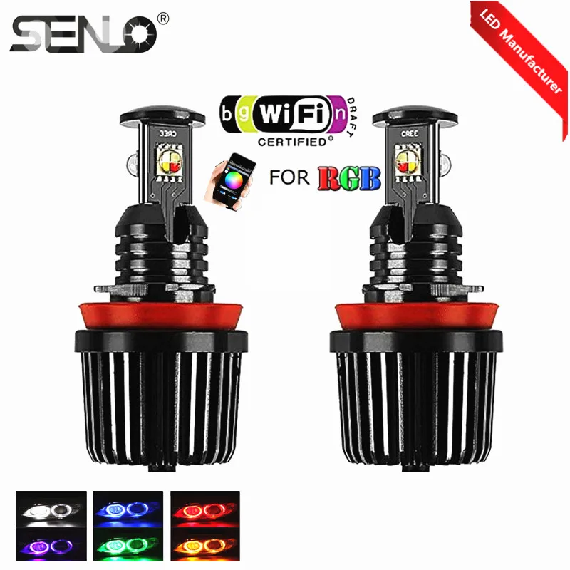 Миллионов сменяющихся цветов RGB LED E92 H8 светодиодный ангельские глазки светодиодный габаритные огни canbus forBMW X5 E70 X6 E71 E90 E91 E92 M3 E89 E82 E87