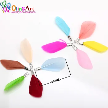 

OlingArt Natural feathers 10pcs colorful Feathers 3cm women choker necklace Jewelry Making Straps Keychain Pendants charms