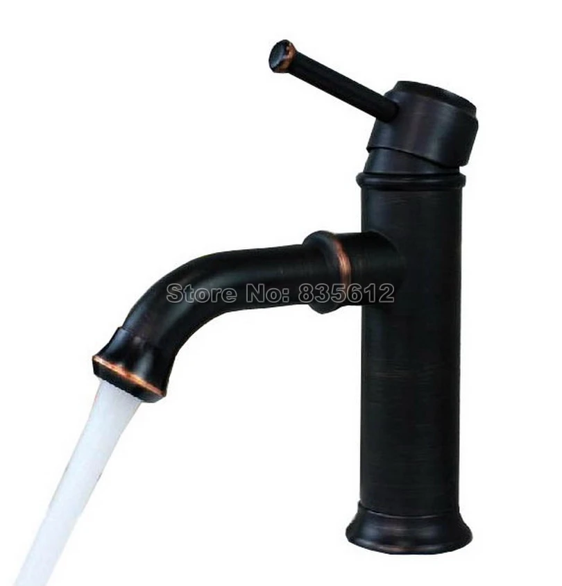 

Black Oil Rubbed Bronze Single Hole Deck Mounted Single Handle Mixer Tap / Bathroom Basin Vessel Sink Faucet Wnf286
