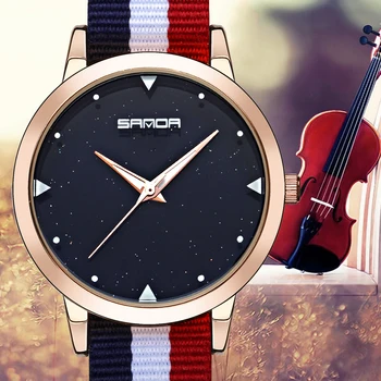 

2017 Men Women Watches Top Brand Luxury SANDA Quartz Watch Nylon Rose Gold Silver Clock Relojes Mujer Montre Femme Horloge