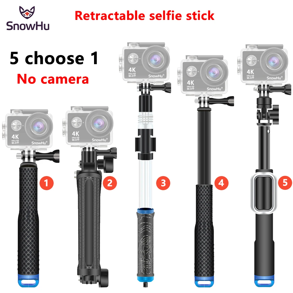 SnowHu Action camera selfie stick Waterproof 3 Way Grip Tripod