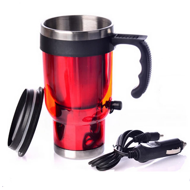 Car Heating Cup 12v 450ml Coffee Electric Mug With Cigarette Lighter Car Heating Cup 12v 450ml Coffee Electric Mug With Cigarette Lighter Red And Blues Steel Travel