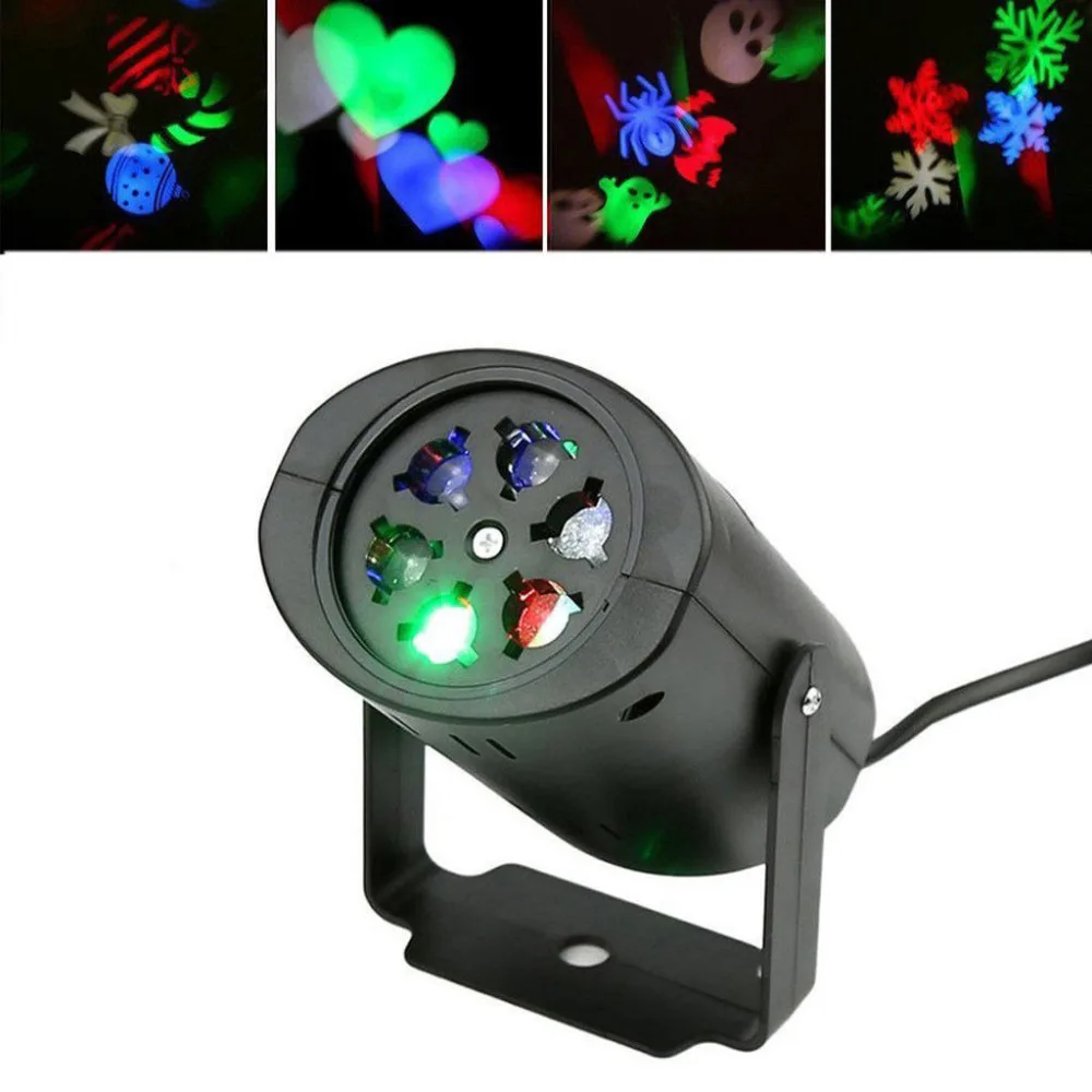 Laser Projector Lamp Mini LED Stage Light Heart Snow Spider Bowknot Bat