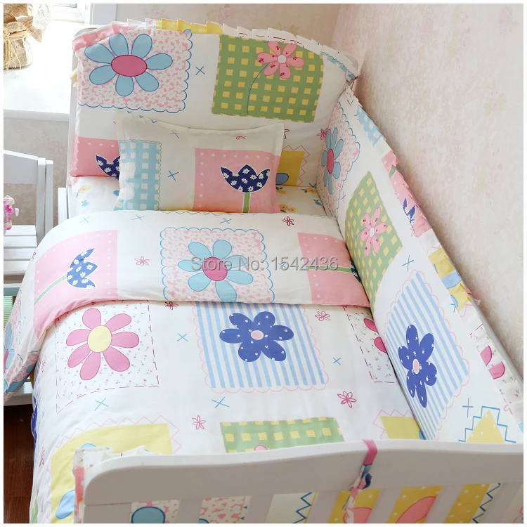 Baby Bedding Set 100 Cotton Comfortable Feeling Bed Sets 5 Baby Bedding Sets Newborn 100 Cotton Kit Crib 7pcs Set Cute Pattern Free Shipping