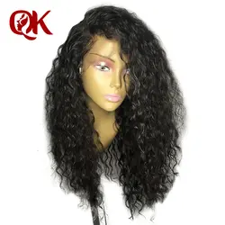 QueenKing вьющиеся волосы Синтетические волосы на кружеве натуральные волосы парики предварительно выщипать с ребенком волос бразильского