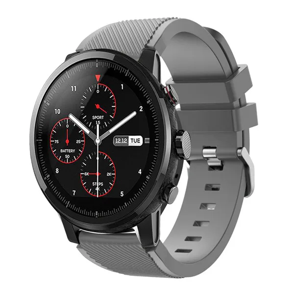 Спортивный ремешок из мягкого силикагеля для часов Huami Amazfit Stratos, Смарт-часы для Amazfit Pace Stratos 2/2 S, ремешок 22 мм, браслет - Цвет: Серый