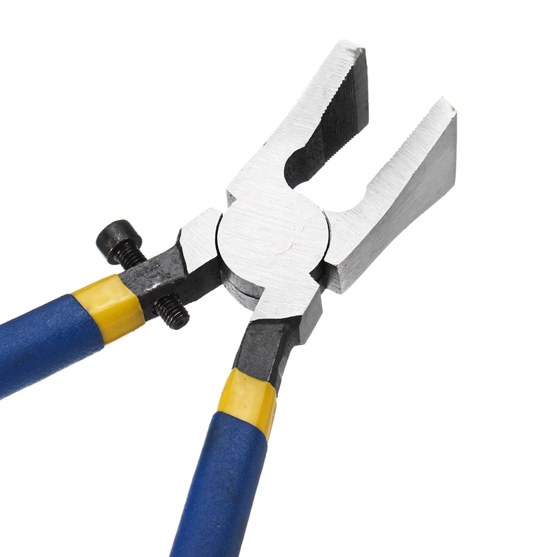 8 Inch 1Pcs Blue Non-Slip Handle Breaking/Cutting Glass Pliers Stained Glass Tools Flat End Breaker Pliers Hardware Hand Tools