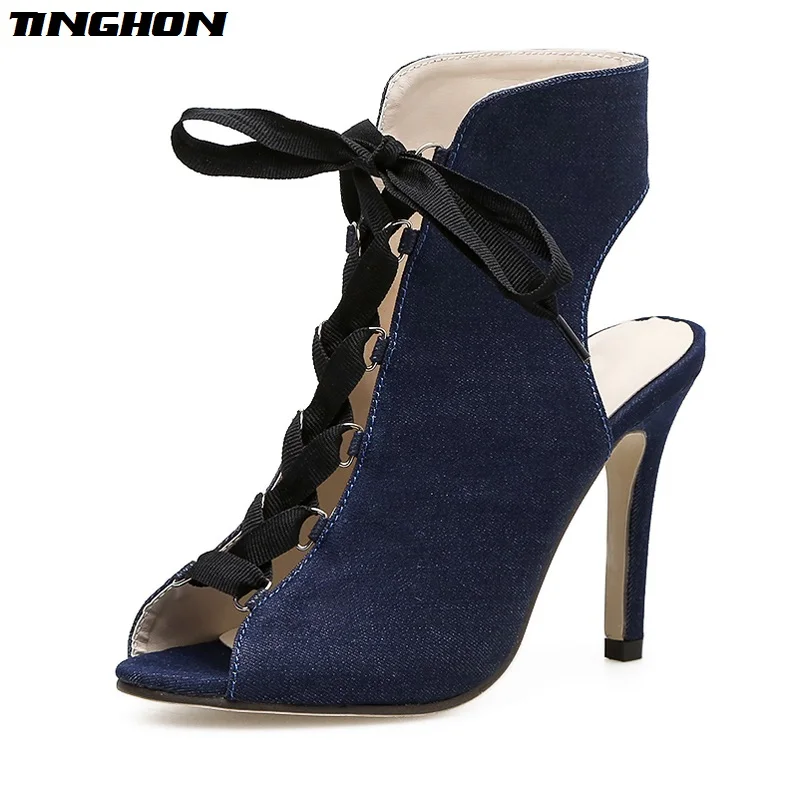 

TINGHON Women Leopard Cross-tied Sandals Ladies Sexy Party Peep Toe High Heels Shoes Gladiator Platform Sandals