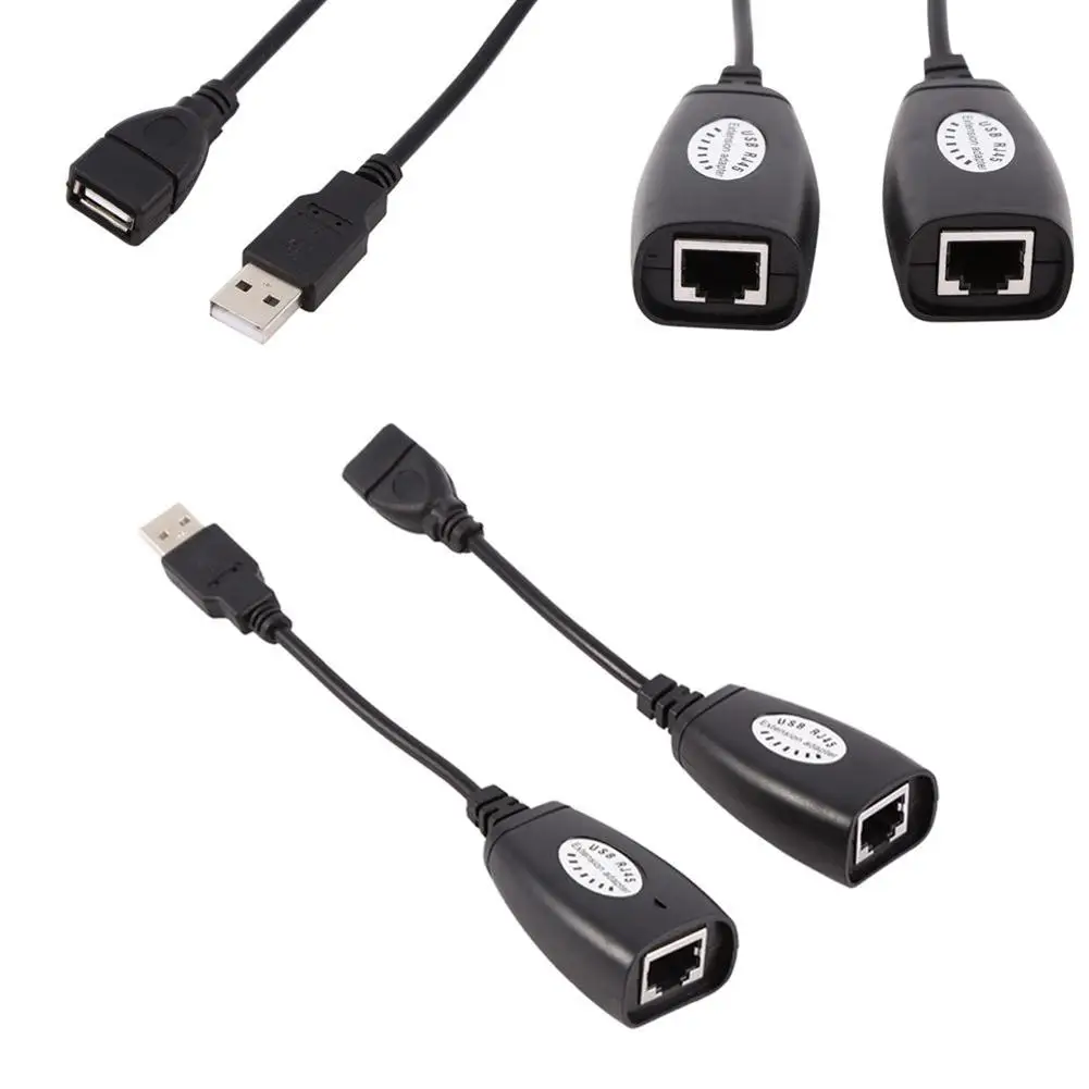 

USB Male Female to CAT5 CAT6 RJ45 Lan Extender Extension Cable Adapter Set
