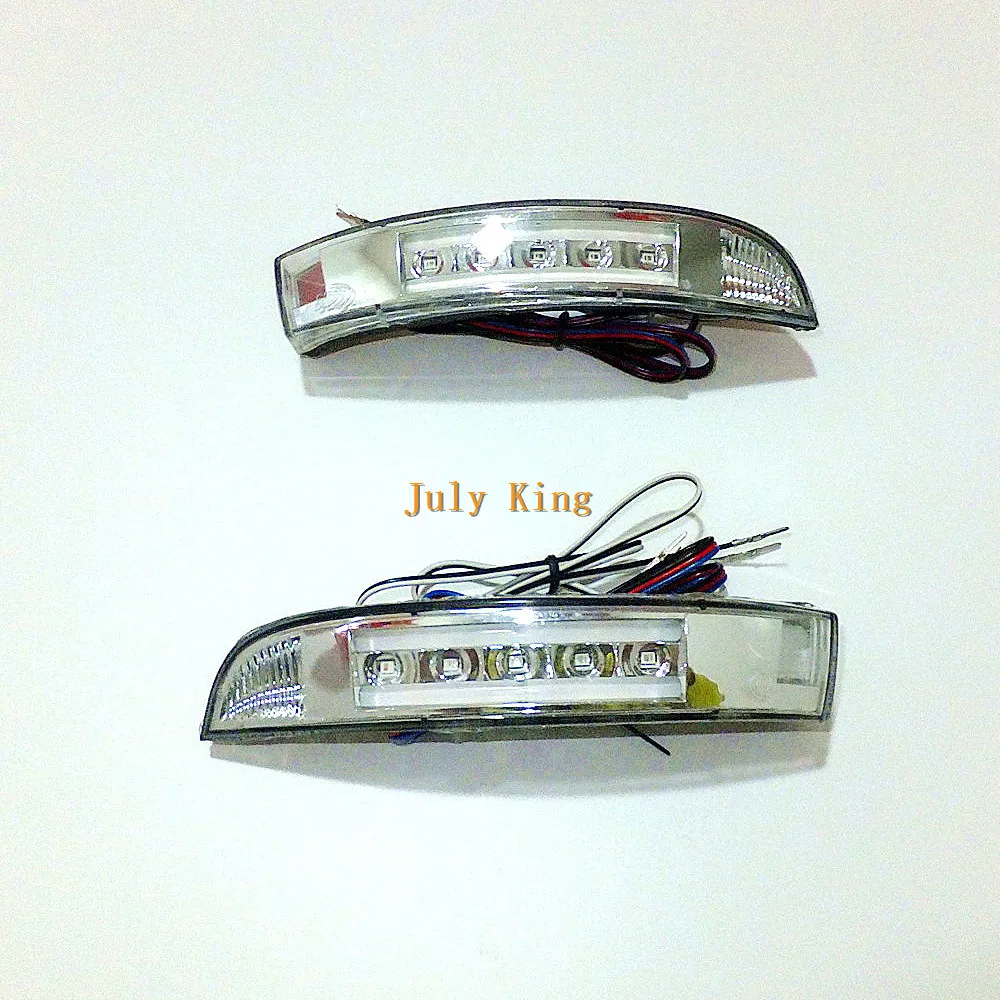 

July King LED Rear-view Mirror Lights; White DRL+ Yellow Side Turn Signals+White Ground Lamp Case for Ford Ecosport 2013~ON