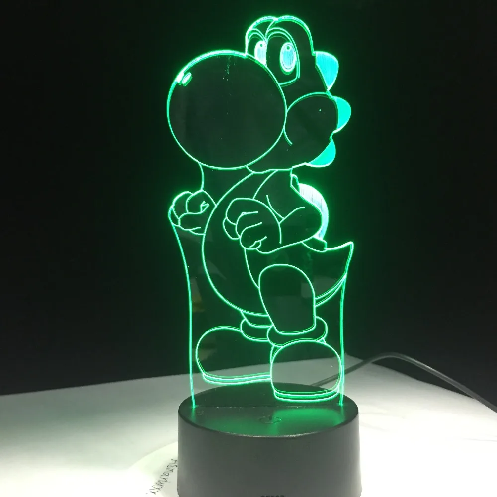 Comprar Figura de juego de dibujos animados clásicos Super Mario Bros dragón Toad Luigi 3D lámpara LED acrílico novedad iluminación navideña regalo USB juguete táctil