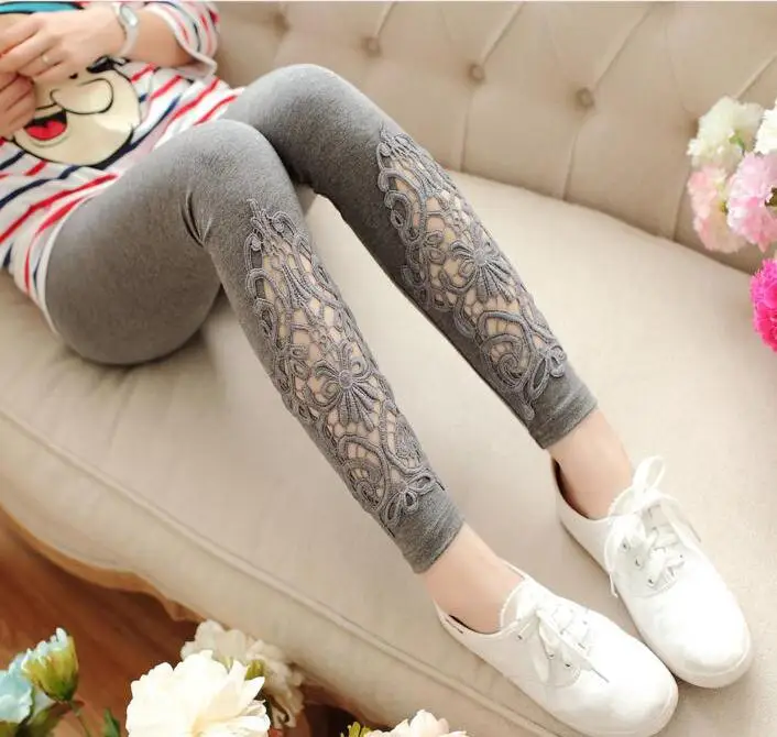 K055 Hollow DarkGrey Женские леггинсы VIIANLES, женские леггинсы с бриллиантами, сексуальные кружевные леггинсы для фитнеса, эластичные штаны с высокой талией, повседневные штаны, белые черные леггинсы - Цвет: K055 Hollow DarkGrey