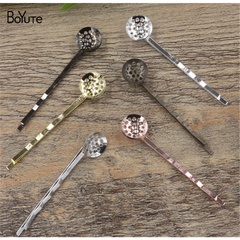 

BoYuTe 20Pcs 12MM Hollow Out Base Hair Barrette 6 Colors Plated Women Diy Hair Accessories