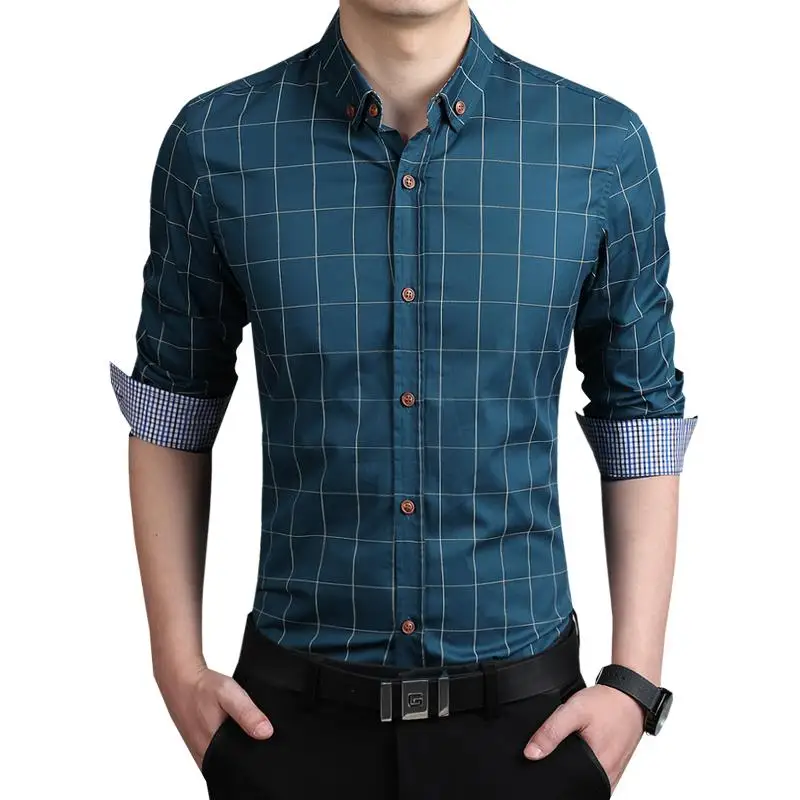 plus size M 5XL plaid mens shirts slim fit cotton 2018 mens dress ...