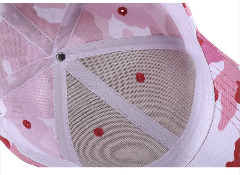  Women Baseball Cap Pink Hip Hop Hat Adjustable Camouflage Curved Bill Sports Outdoor Accessory (6)