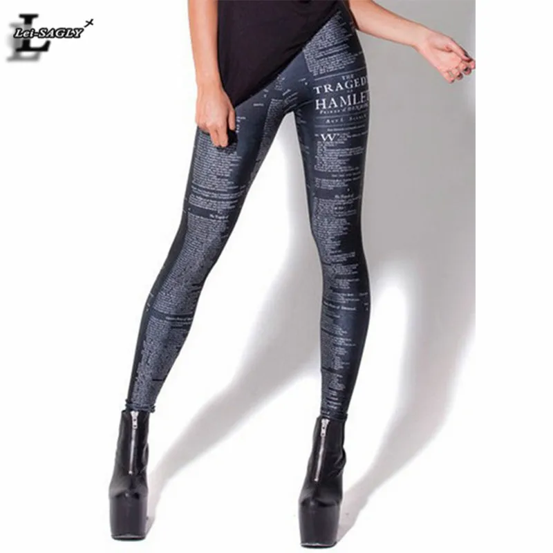 Дизайн, модные готические Популярные Гамлет, цифровой принт, черные сексуальные леггинсы для фитнеса, женские креативные брюки, BL-110