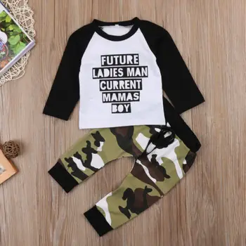 Toddler Kids Baby Boy Camo Outfits Clothes T-shirt Tops+Pants Trousers 2PCS Set 2