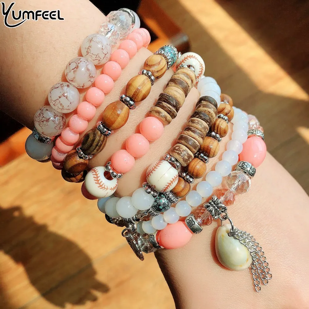 

Yumfeel New Jewelry Bohemian Shell Charm Bracelet Multi Stand Beaded Bracelets & Bangles Women