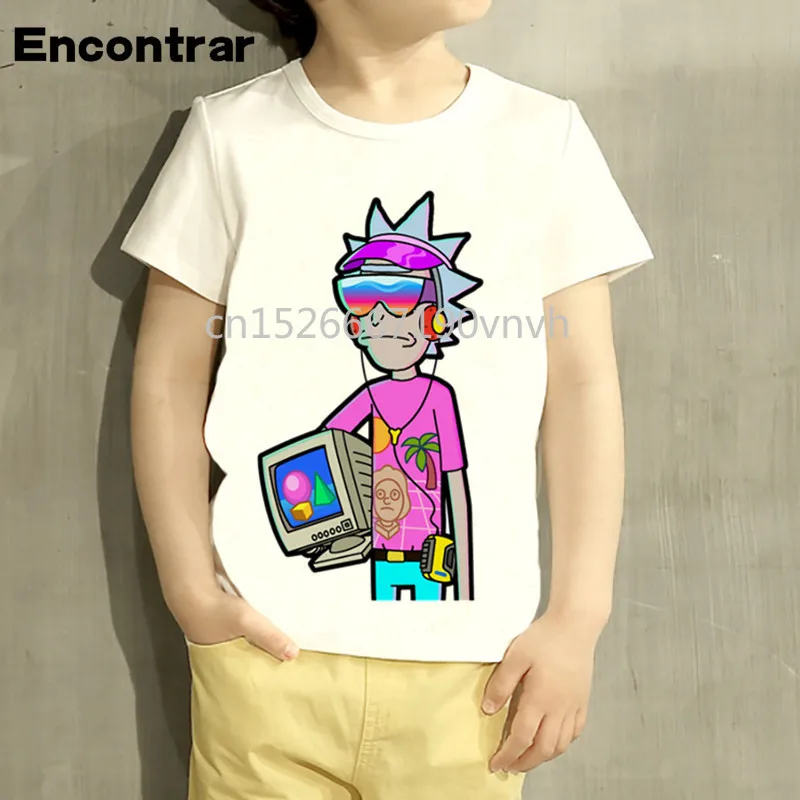 Kids Vaporwave Rick And Morty Design T Shirt Boys Girls Great