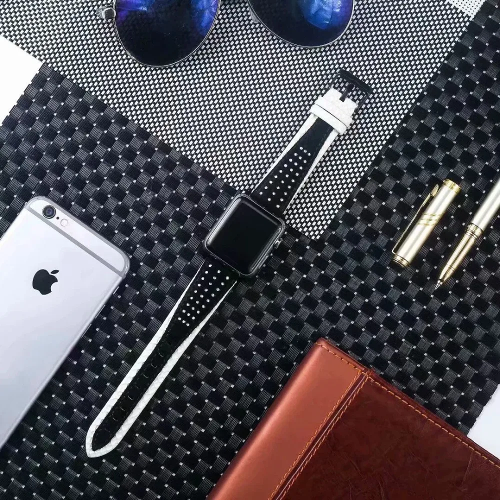 

High-grade personality leather strap for apple watch band 42 mm/38 mm for iwatch band 1/2/3 Replaceable Accessories black white