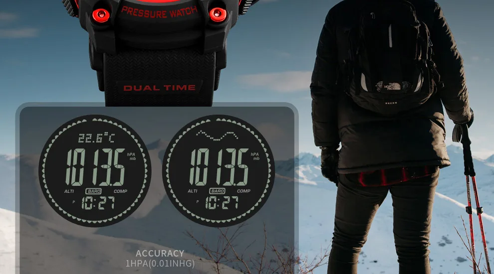 SKMEI мужские уличные спортивные часы компас обратного отсчета давление часы высота цифровые наручные часы водонепроницаемые Relogio Masculino 1358