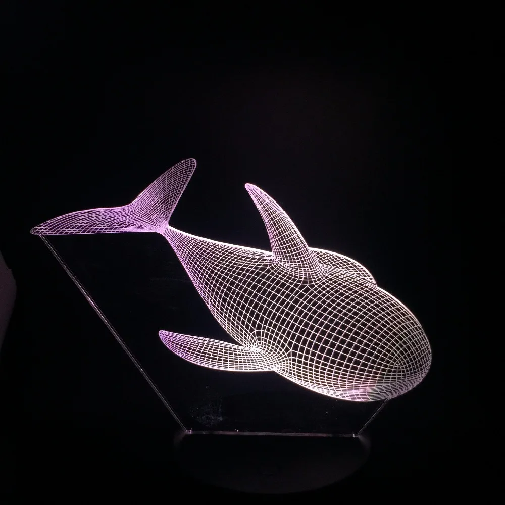 Милый КИТ 3D светодиодный ночник освещение проекция животных Детская