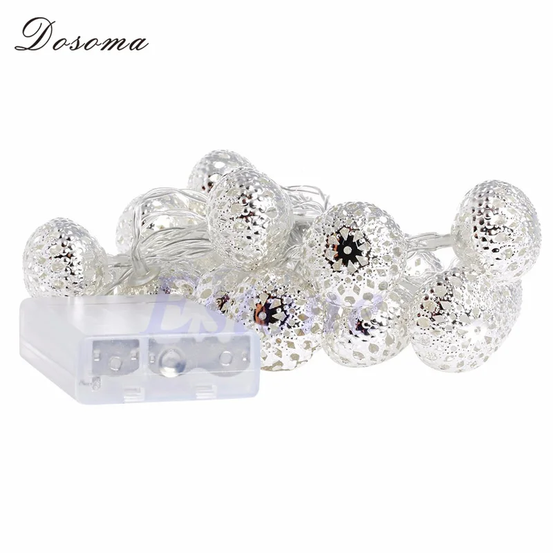 2.2m 20 Led Metal Hollow Ball Battery Case String Christmas Ornaments New Year Decoration Decorations For Home | Дом и сад