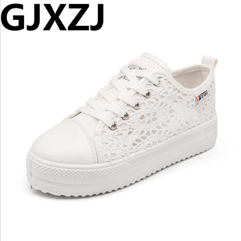 

Outdoor soft bottom breathable comfort sponge cake lace canvas breathable large size casual thick bottom increase casual shoes