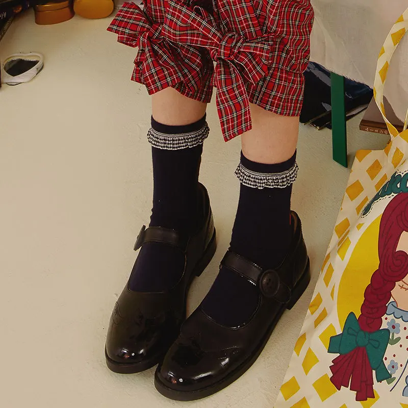 Милые девушки осень Носки японская кукла серии Асимметричная AB Носки женские модели белого и голубого цвета, кружевные носки креативные