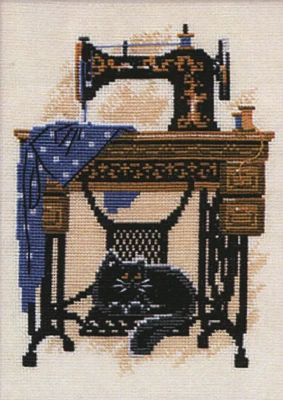 CS-148 cross stitch kit sewing machine room black cat riolis 857.jpg