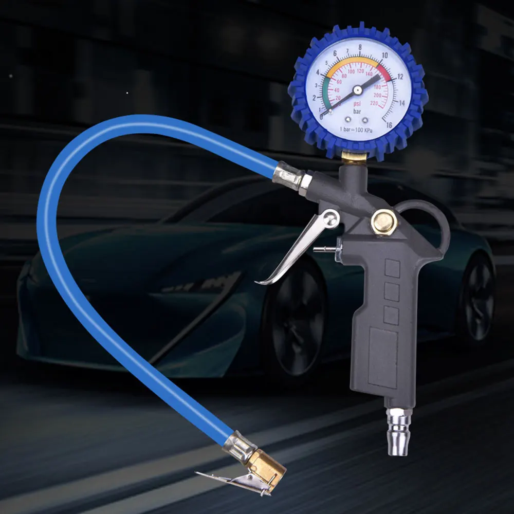 220 PSI Автомобильный манометр для шин самоблокирующийся пистолет воздушный насос