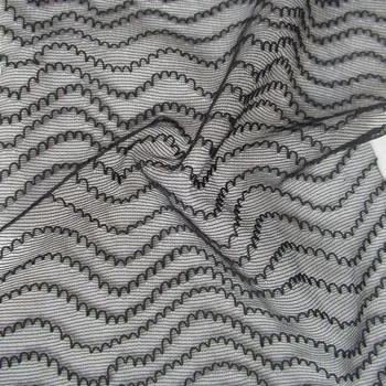 

1Pc New Fashion Super Thin Thread White Lace Fabric French Black Stripe Lingerie Knitted Apparel Cloth Sewing Tissu Accessories