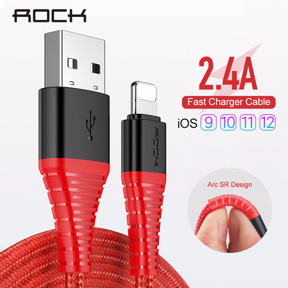 ROCK Hi tensed USB кабель 2.4A для Apple IPhone X 8 7 6 Plus 5 S быстрая зарядка данных быстрое зарядное