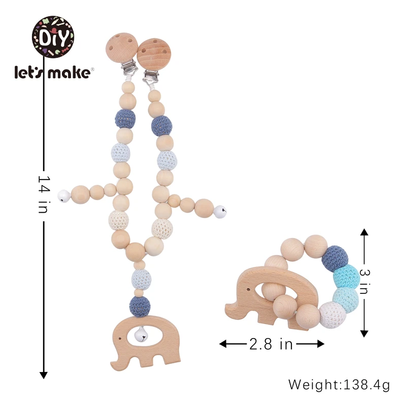 Давайте сделаем детские деревянные погремушки 3-6 месяцев слон Птица Животное DIY соска зажимы силиконовые Beats Beeth крючком деревянные Прорезыватели игрушка