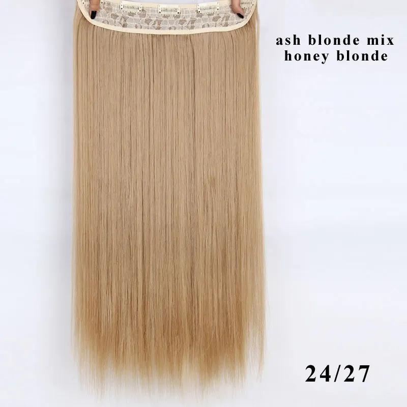AISI BEAUTY, длинные прямые волосы на заколках, 1 шт., синтетические волосы для наращивания, 5 клипс, накладные волосы блонд, коричневые, черные волосы для женщин - Цвет: 24-27