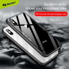 Benks all inclusive Tempered glass+soft TPU sides Transparent business for iPhone X protective mobile phone case cover shell