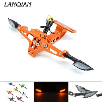 

Motorcycle Adjustable License Number Plate Frame indicator lights Bracket for yamaha KTM duke 690 Duke 390 RC 125 250 SMC 1190