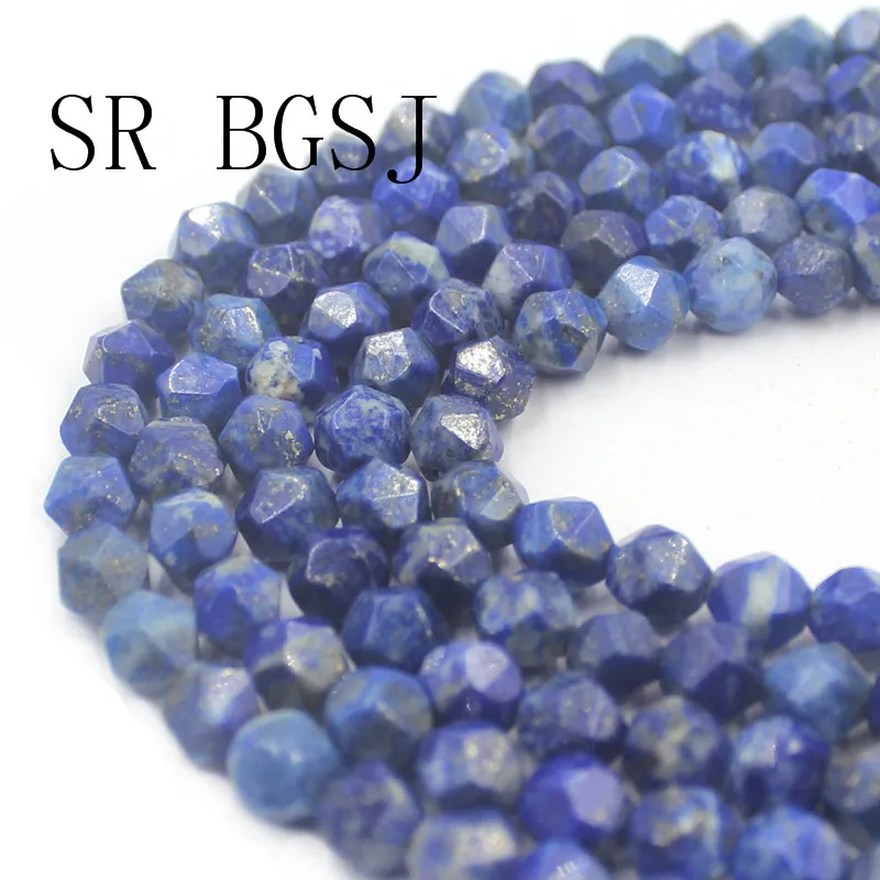 

Free Shipping 8mm Faceted Round Polygonal Lapis Lazuli Natural Blue Stone Jewelry DIY Beads Strand 15"
