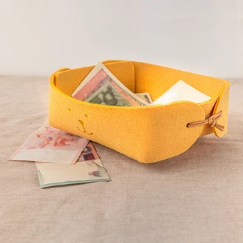 

Felt Nordic Small Key Storage Basket Candy Box Color Cute Dog Pattern Folding Office Desk Home Supplies for Entrance Hall