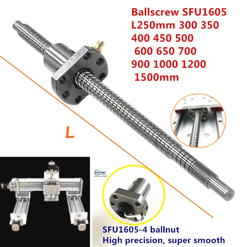 Шариковые винты SFU1605-300/1000/1300 мм с sfu 1605-4 шариковая гайка+ Концевая обработка