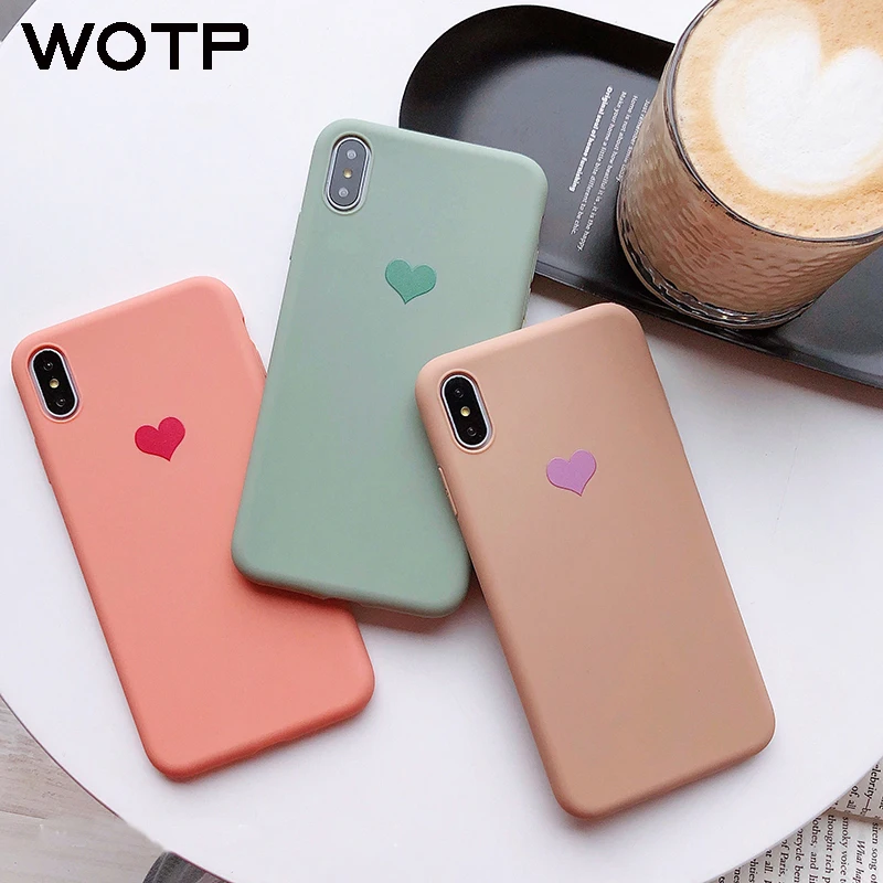 WOTP Чехлы ярких цветов для влюбленных пар с сердечками iPhone XR однотонный Мягкий