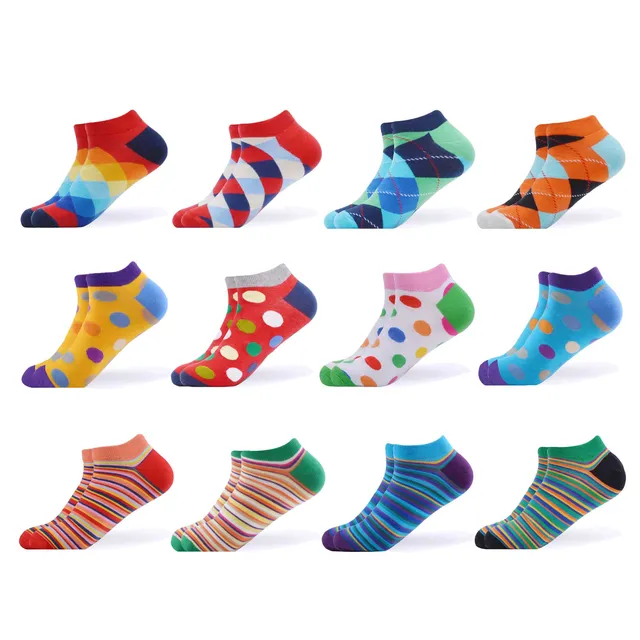 SANZETTI 12 Pairs/Lot Men's Casual Novelty Colorful Summer Ankle Socks
