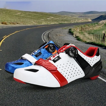 

Santic Carbon Fiber Men Cycling Road Shoes Ultralight Carbon Fiber Auto-locking Athletic Racing Team Bicycle Shoes S12022w