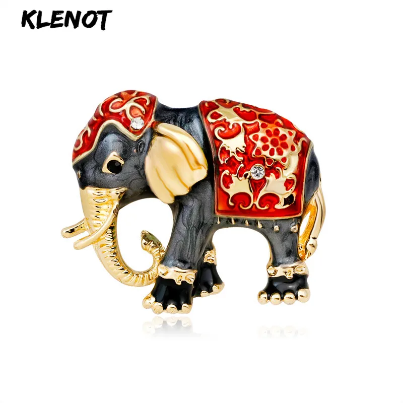 

Enamel Elephant Brooch Rhinestone Gold Color Pins and Brooches for Women Animal Brooch Jewelry Elephant Breastpin Christmas Gift