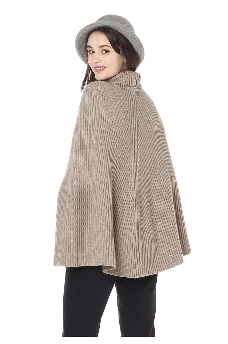  100%goat cashmere woman's fashion pashmina pullover sweater batwing sleeveless high collar 2strands