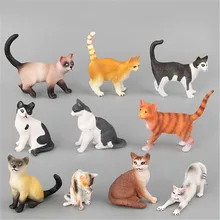 Farm Simulação Mini Gato Modelo Animal Pequeno de Plástico Figuras de Decoração Para Casa Acessórios de Decoração de Presente Para Crianças Brinquedo Estatueta Estátua