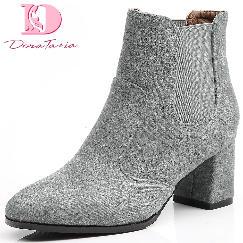 

Doratasia 2019 High Quality Dropship Fashion Casual Boots Women Shoes Chelsea Woman shoesChunky Heels Shoes Women Boots Footwear