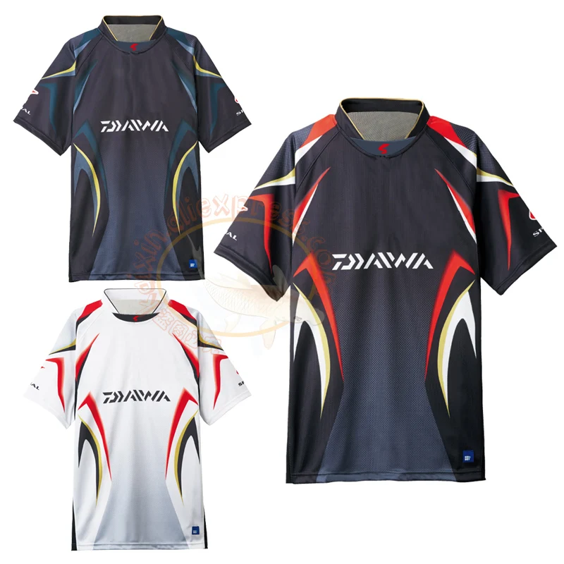 

2019 Breathable Daiwa Fishing Clothing Short Sleeve V Neck Anti Uv Mens Fishing Clothes Outdoor Top Quality Daiwa Fishing Shirts