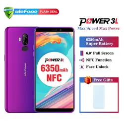 Ulefone Power 3L телефон смартфон телефоны смартфоны 6.0 "HD + Android 8.1 мобильный телефон MTK6739 четырехъядерный 2 ГБ + 16 Гб NFC 13MP + 5MP камера 6350 мАч Face ID 4G